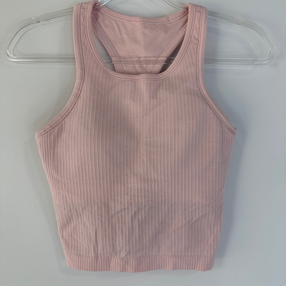 Lululemon Ebb to Street Tank Top Women 6 Pink High Neck Ribbed LW1CJUS - Picture 1 of 7
